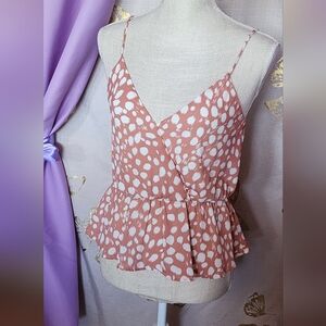 Papaya Blush and White Polka Dot Camisole